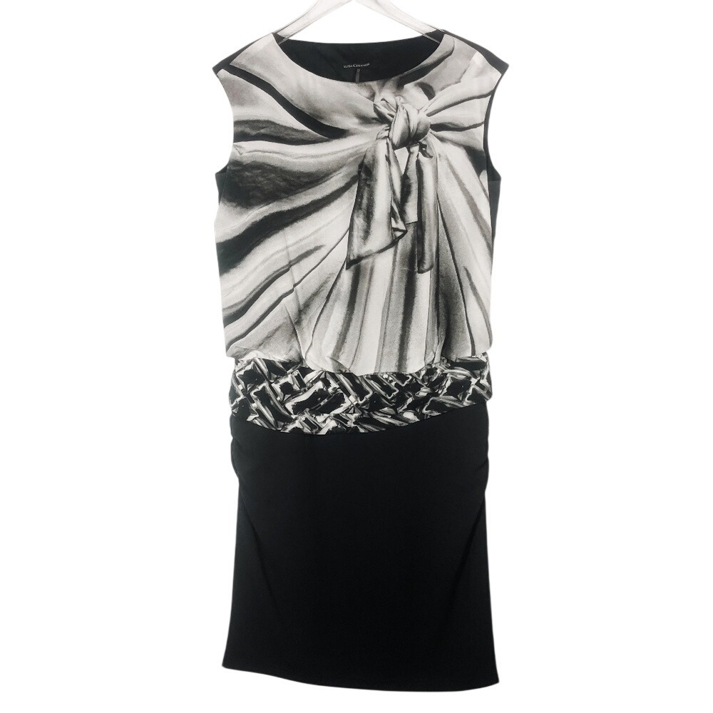 Luisa Cerano Sleeveless Scarf Print Gray‎ Dress